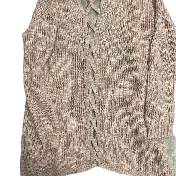 Freshman Back Detail Cardigan (Big Girls) L (12-14), PALE MAUVE/ EGRET - Picture 5 of 6